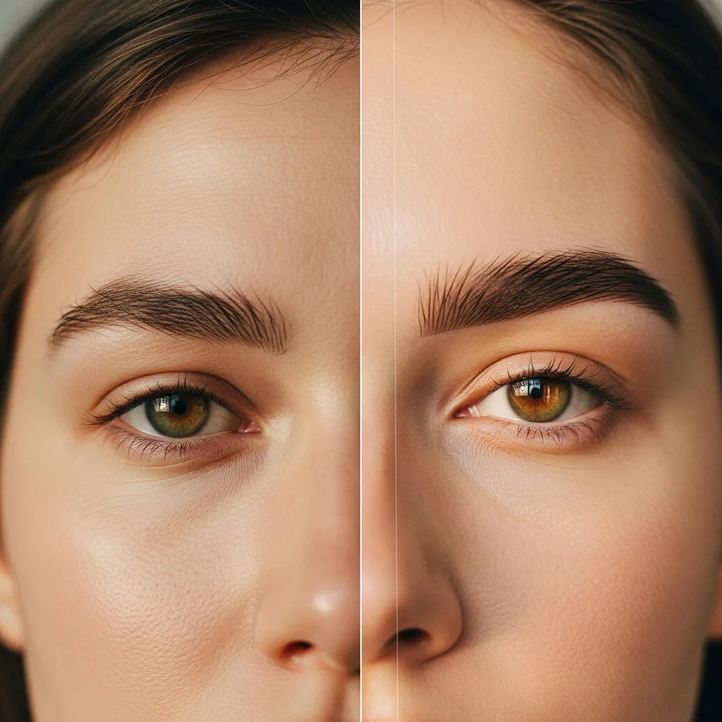 Résultat d'un browlift sur poils rebelles : sourcils disciplinés et naturels